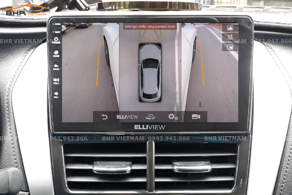 Hình ảnh quan sát 2 bên gương trên màn hình DVD Elliview S4 Deluxe Toyota Yaris 2019 - nay