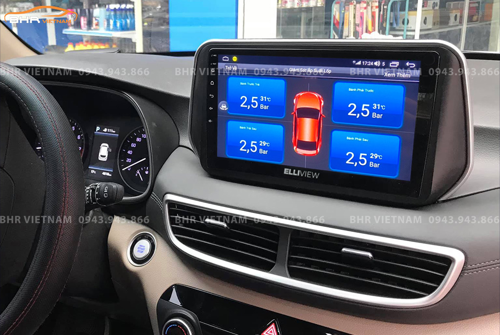 Hình ảnh quan sát cảm biến áp suất lốp Elliview S4 Luxury Hyundai Tucson 2019 - nay