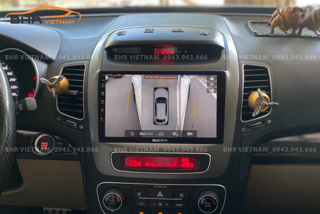 Hình ảnh quan sát 2 bên gương trên màn hình DVD Elliview S4 Luxury Kia Sorento 2014 - 2020