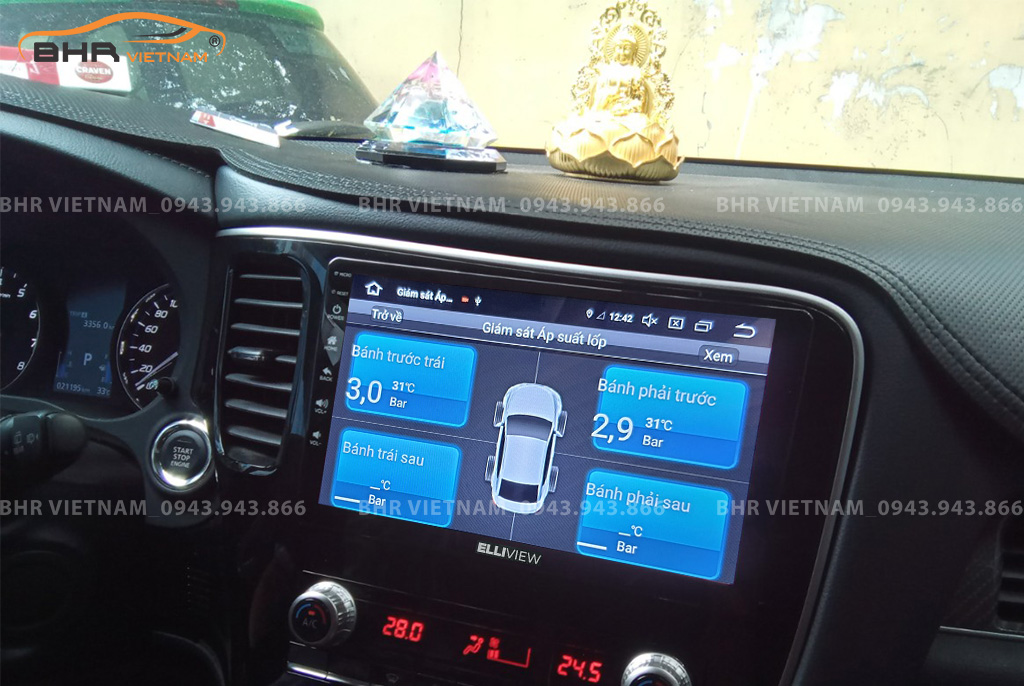 Hình ảnh quan sát cảm biến áp suất lốp Elliview S4 Luxury Mitsubishi Outlander 2020 - nay