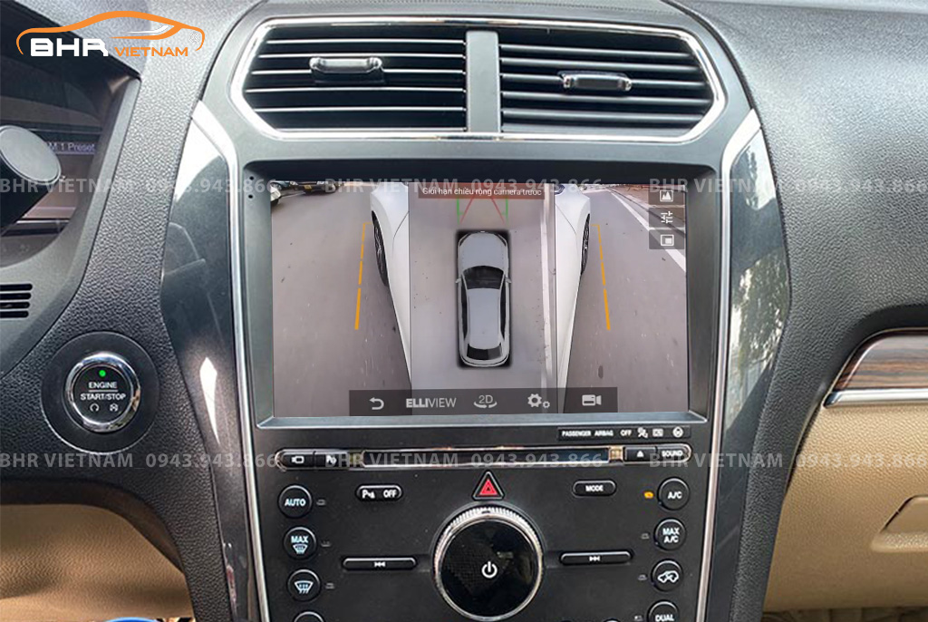 Hình ảnh quan sát 2 bên gương trên màn hình DVD Elliview S4 Ford Explorer 2016 - nay