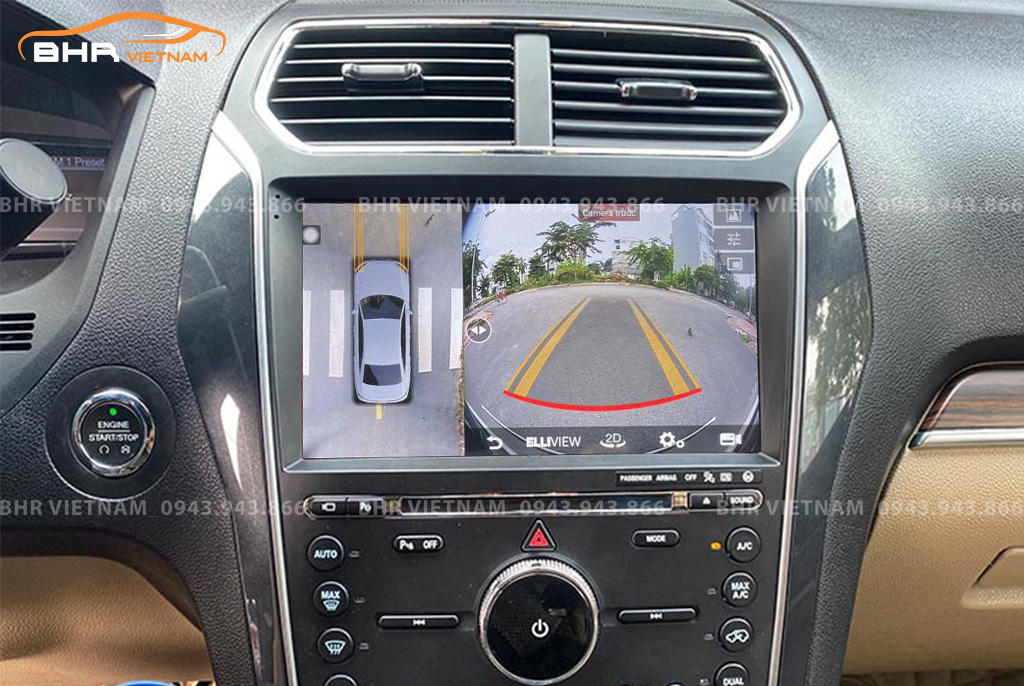Hình ảnh quan sát camera trước màn hình DVD Elliview S4 Premium Ford Explorer 2016 - nay