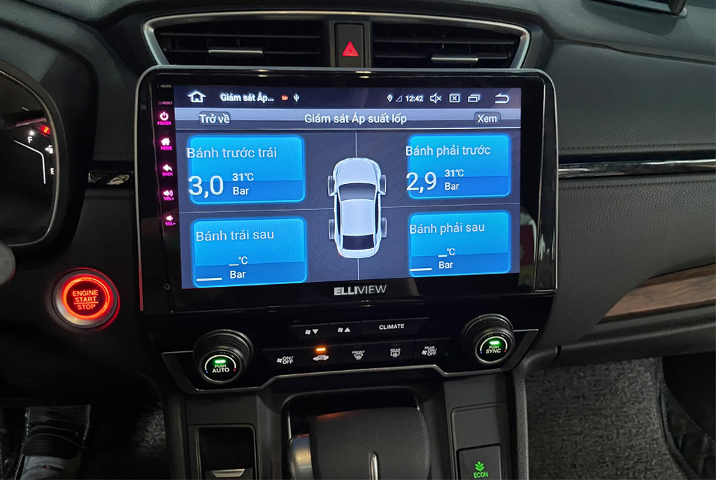 Hình ảnh quan sát cảm biến áp suất lốp Elliview S4 Premium Honda CRV 2018 - nay