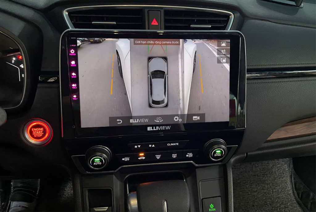 Hình ảnh quan sát 2 bên gương trên màn hình DVD Elliview S4 Honda CRV 2018 - nay