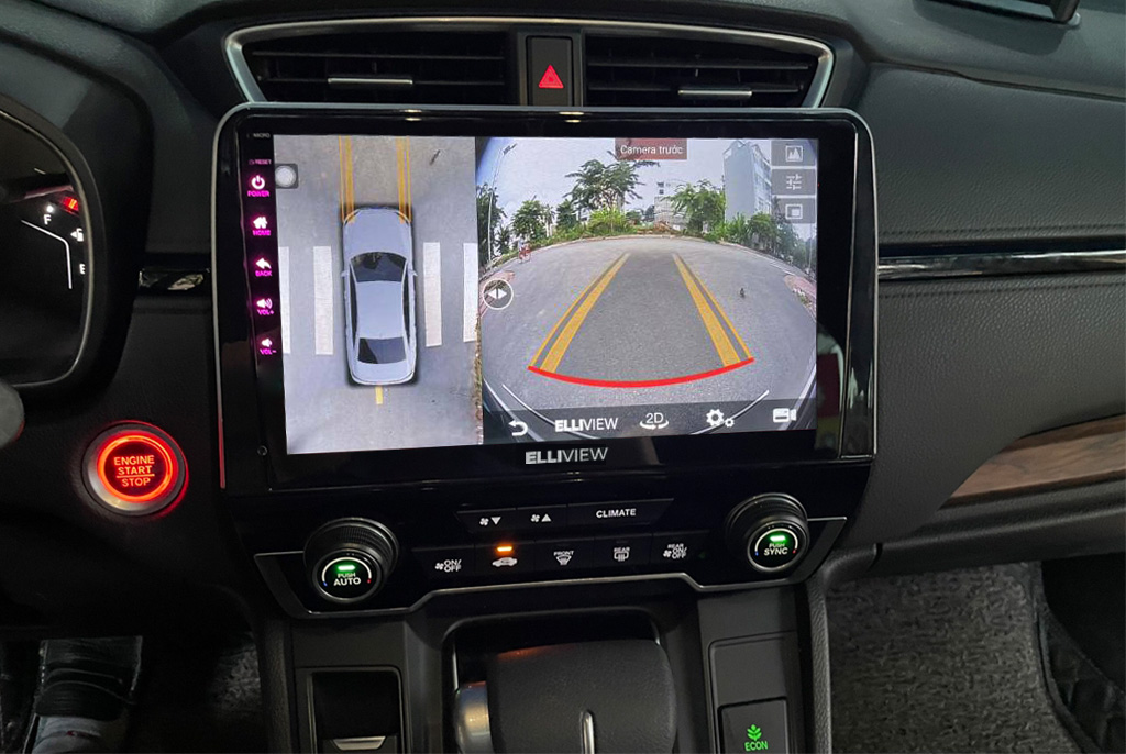 Hình ảnh quan sát camera trước màn hình DVD Elliview S4 Premium Honda CRV 2018 - nay