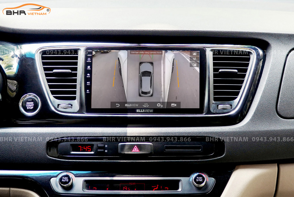 Hình ảnh quan sát 2 bên gương trên màn hình DVD Elliview S4 Premium Kia Sedona 2015 - nay