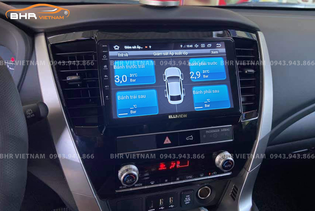Hình ảnh quan sát cảm biến áp suất lốp Elliview S4 Premium Mitsubishi Pajero Sport 2018 - nay