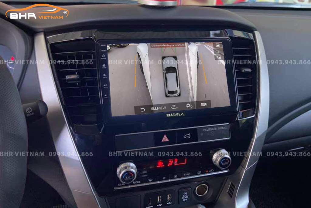 Hình ảnh quan sát 2 bên gương trên màn hình DVD Elliview S4 Premium Mitsubishi Pajero Sport 2018 - nay