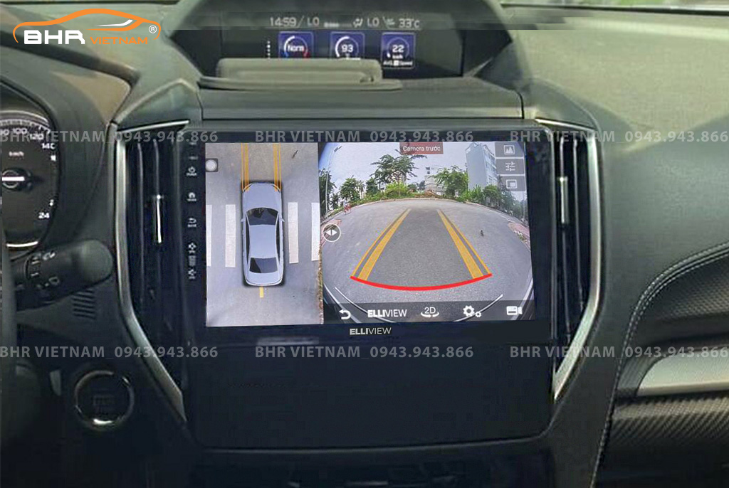 Hình ảnh quan sát camera trước màn hình DVD Elliview S4 Premium Subaru Forester 2020 - nay