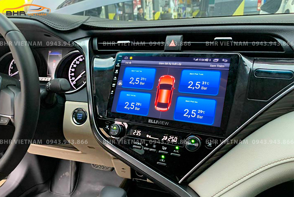 Hình ảnh quan sát cảm biến áp suất lốp Elliview S4 Premium Toyota Camry 2019 - nay
