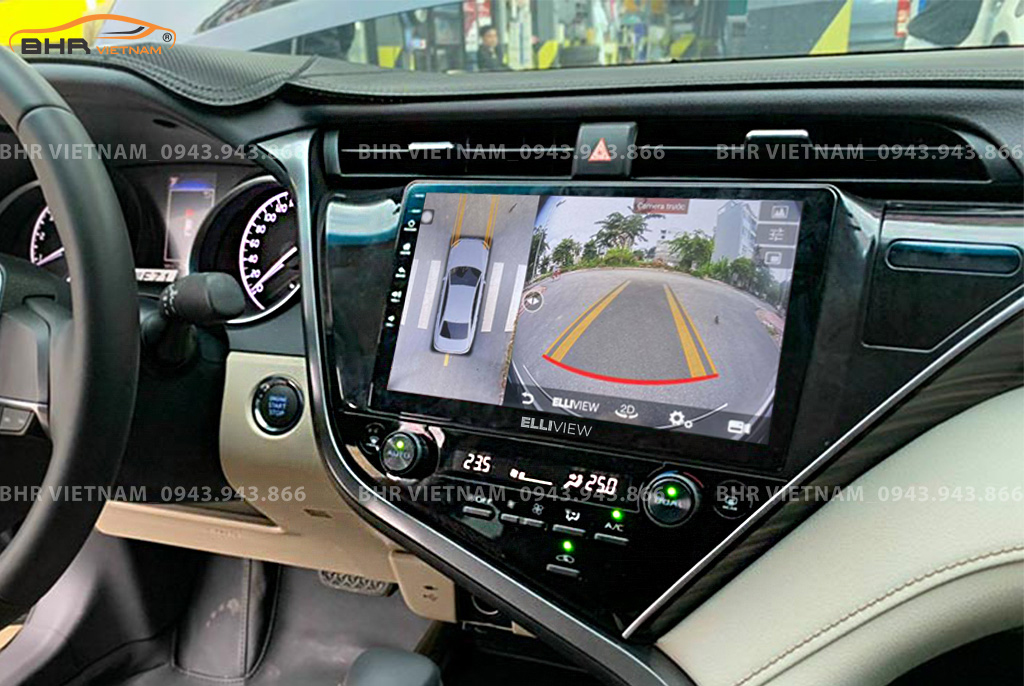 Hình ảnh quan sát camera trước màn hình DVD Elliview S4 Premium Toyota Camry 2019 - nay