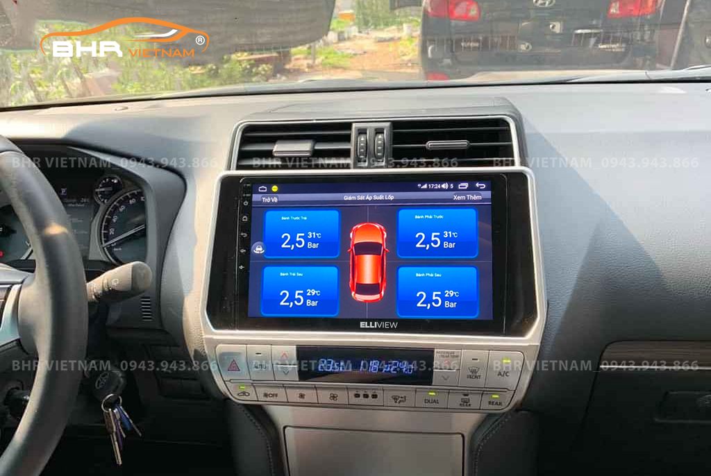 Hình ảnh quan sát cảm biến áp suất lốp Elliview S4 Premium Toyota Land Cruiser Prado 2017 - nay