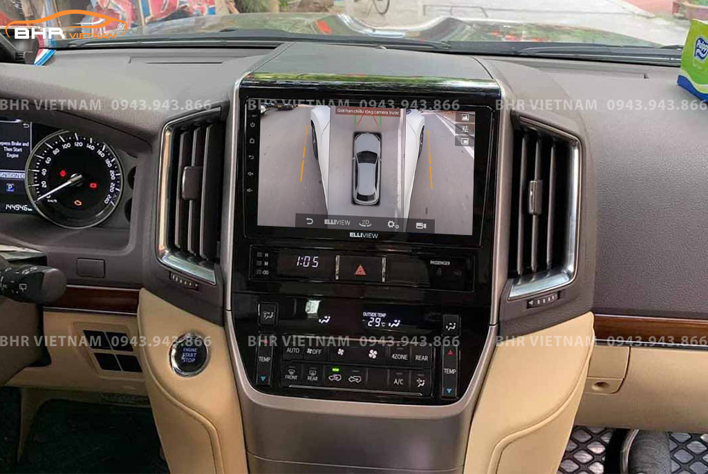 Hình ảnh quan sát 2 bên gương trên màn hình DVD Elliview S4 Premium Toyota Land Cruiser 2016 - 2020