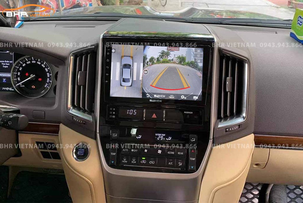 Hình ảnh quan sát camera trước màn hình DVD Elliview S4 Premium Toyota Land Cruiser 2016 - 2020
