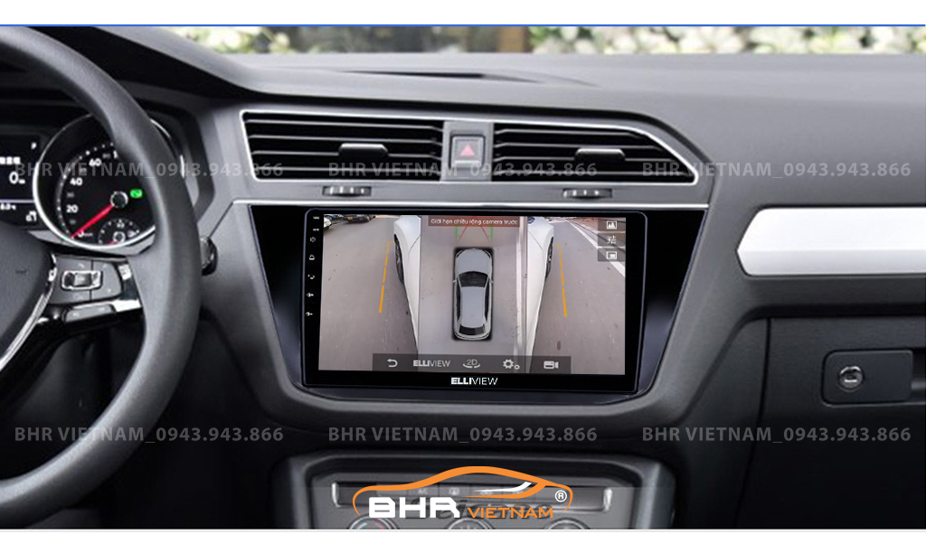 Hình ảnh quan sát 2 bên gương trên màn hình DVD Elliview S4 Premium Volkswagen Tiguan 2017 - nay