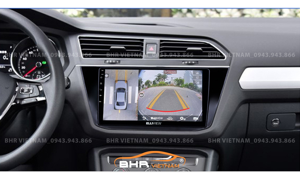 Hình ảnh quan sát camera trước màn hình DVD Elliview S4 Premium Volkswagen Tiguan 2017 - nay