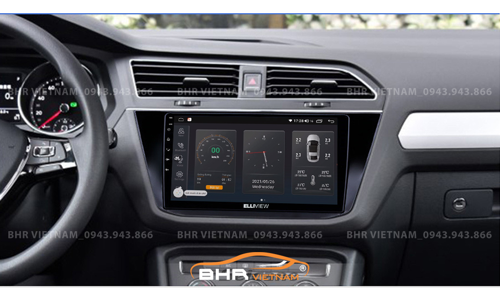 Điều khiển bằng giọng nói thông minh màn hình Elliview S4 Premium Volkswagen Tiguan 2017 - nay