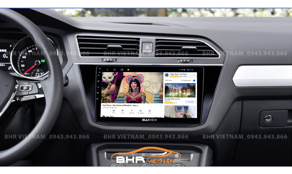 Giải trí Youtube, xem phim sống động trên màn hình Elliview S4 Premium Volkswagen Tiguan 2017 - nay