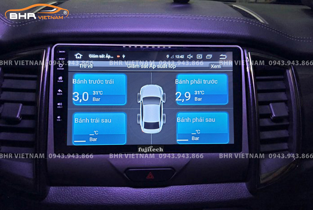 Hình ảnh quan sát cảm biến áp suất lốp Fujitech 360 Ford Everest 2016 - nay