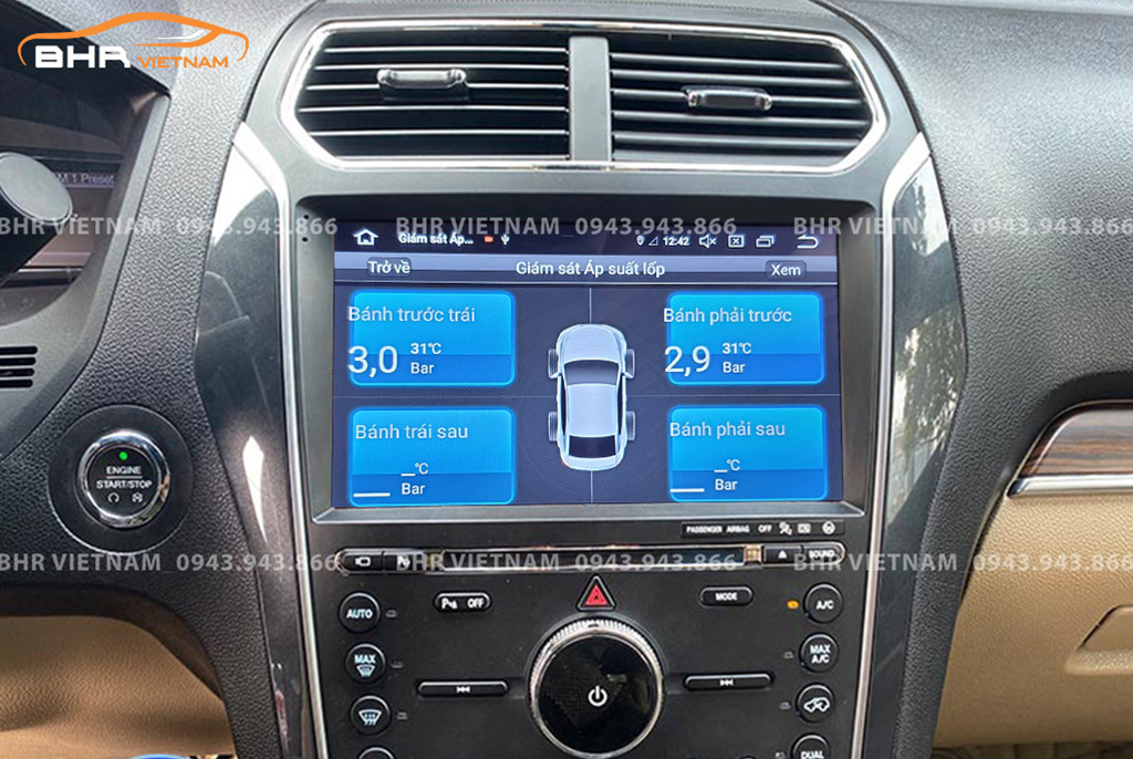 Hình ảnh quan sát cảm biến áp suất lốp Fujitech 360 Ford Explorer 2016 - nay