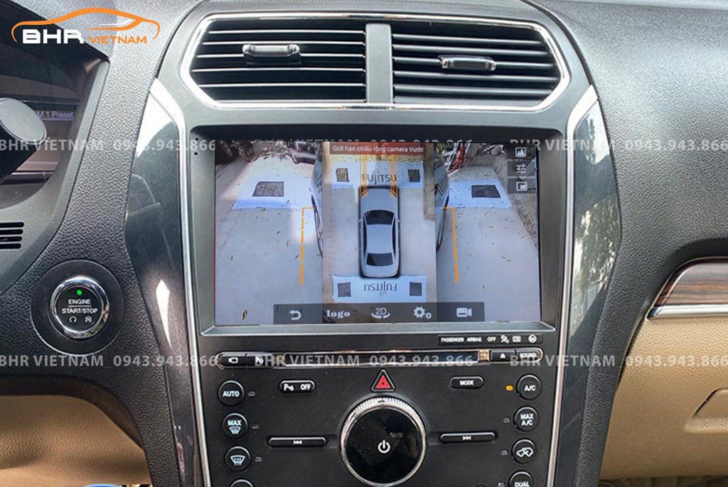Hình ảnh quan sát 2 bên gương trên màn hình DVD Fujitech 360 Ford Explorer 2016 - nay
