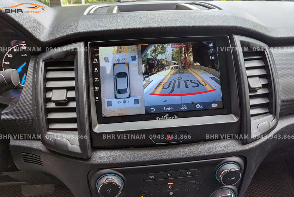 Hình ảnh quan sát camera trước màn hình DVD Fujitech 360 Ford Everest 2016 - nay