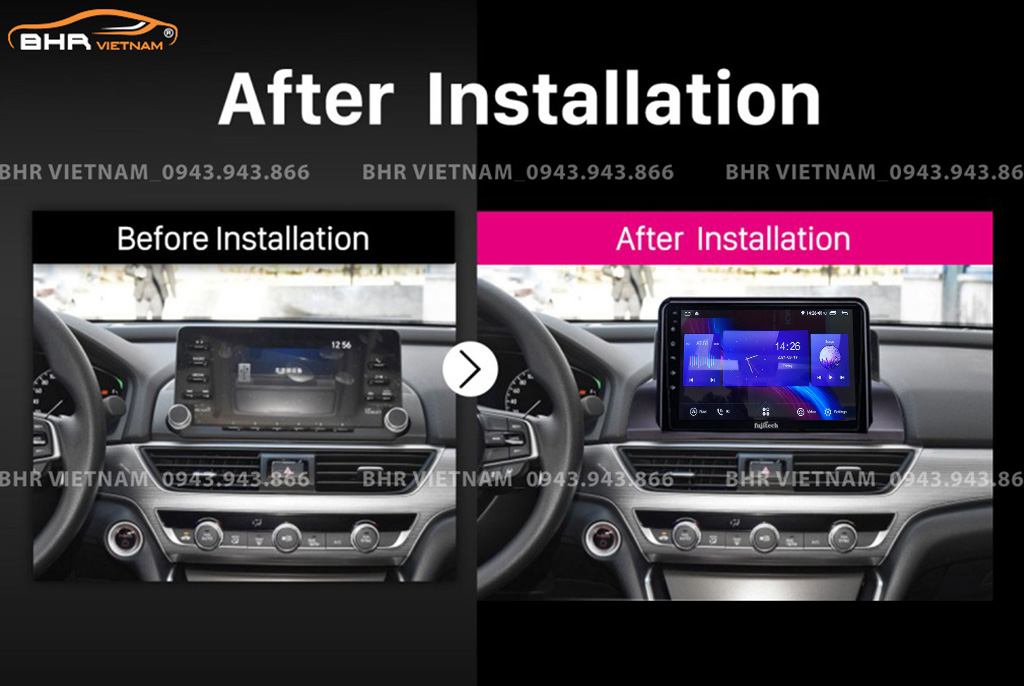 Hình ảnh trước và sau khi lắp Màn hình Android Fujitech 360 Honda Accord 2020 - nay
