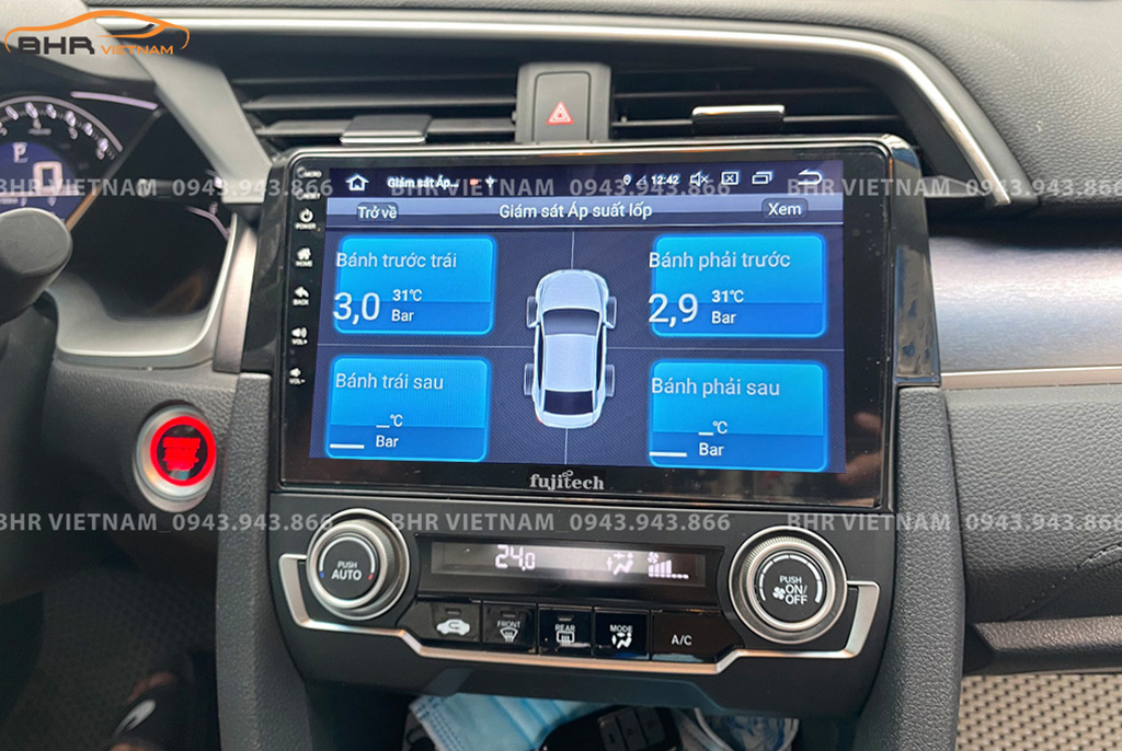 Hình ảnh quan sát cảm biến áp suất lốp Fujitech 360 Honda Civic 2017 - nay