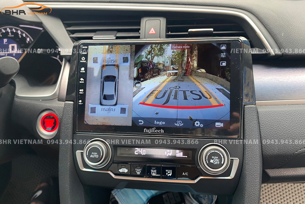 Hình ảnh quan sát camera trước màn hình DVD Fujitech 360 Honda Civic 2017 - nay