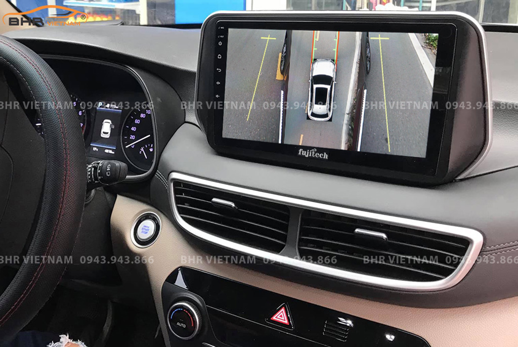 Hình ảnh quan sát 2 bên gương trên màn hình DVD Fujitech 360 Hyundai Tucson 2019 - nay