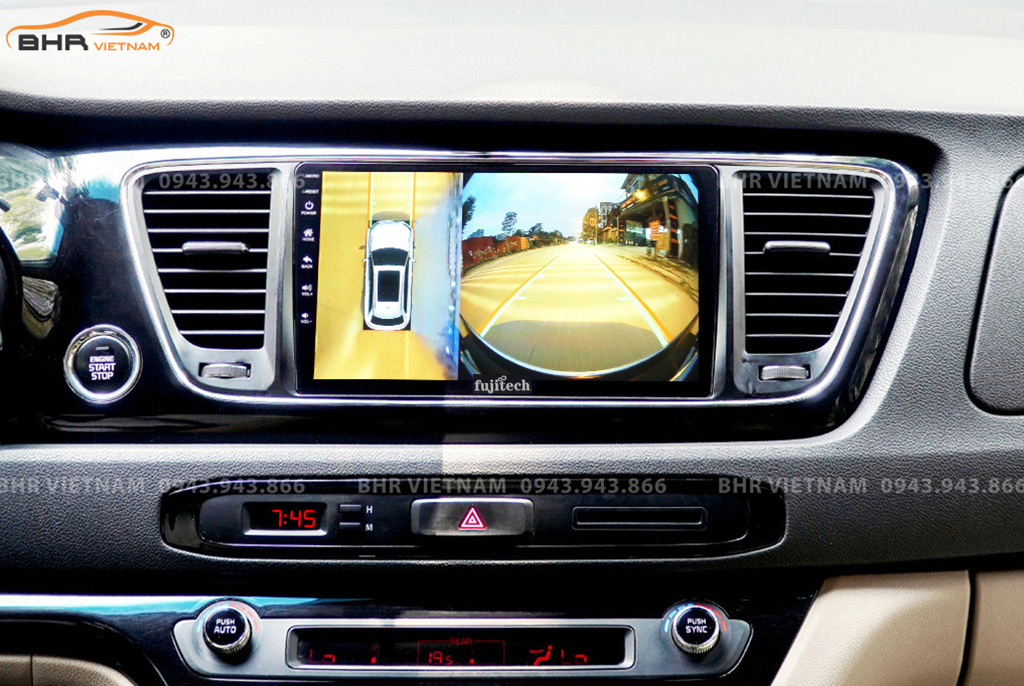 Hình ảnh quan sát camera trước màn hình DVD Fujitech 360 Kia Sedona 2015 - nay