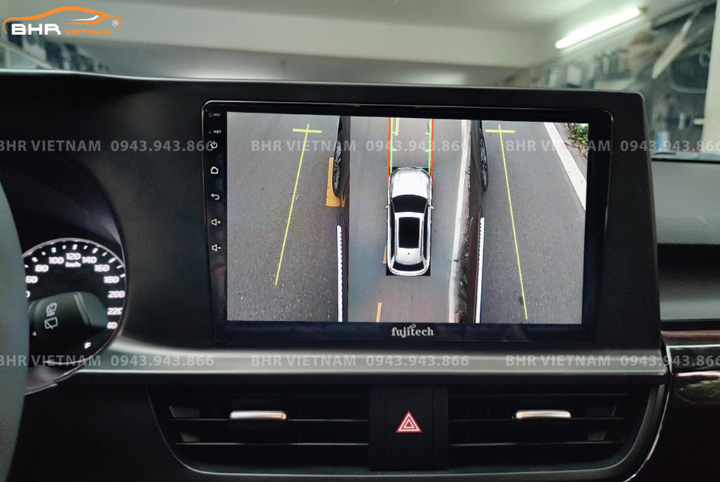 Hình ảnh quan sát 2 bên gương trên màn hình DVD Fujitech 360 Kia Seltos 2020 - nay