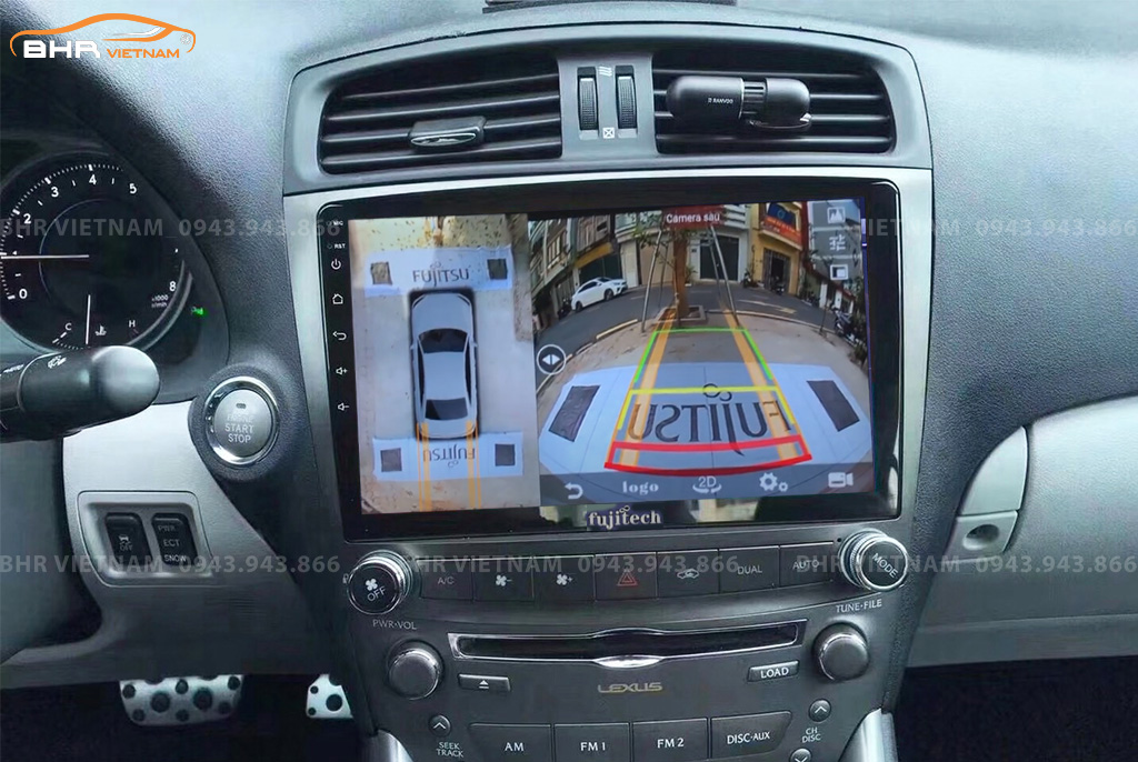 Hình ảnh quan sát từ camera sau trên màn hình DVD Fujitech 360 Lexus IS250 2005 - 2012