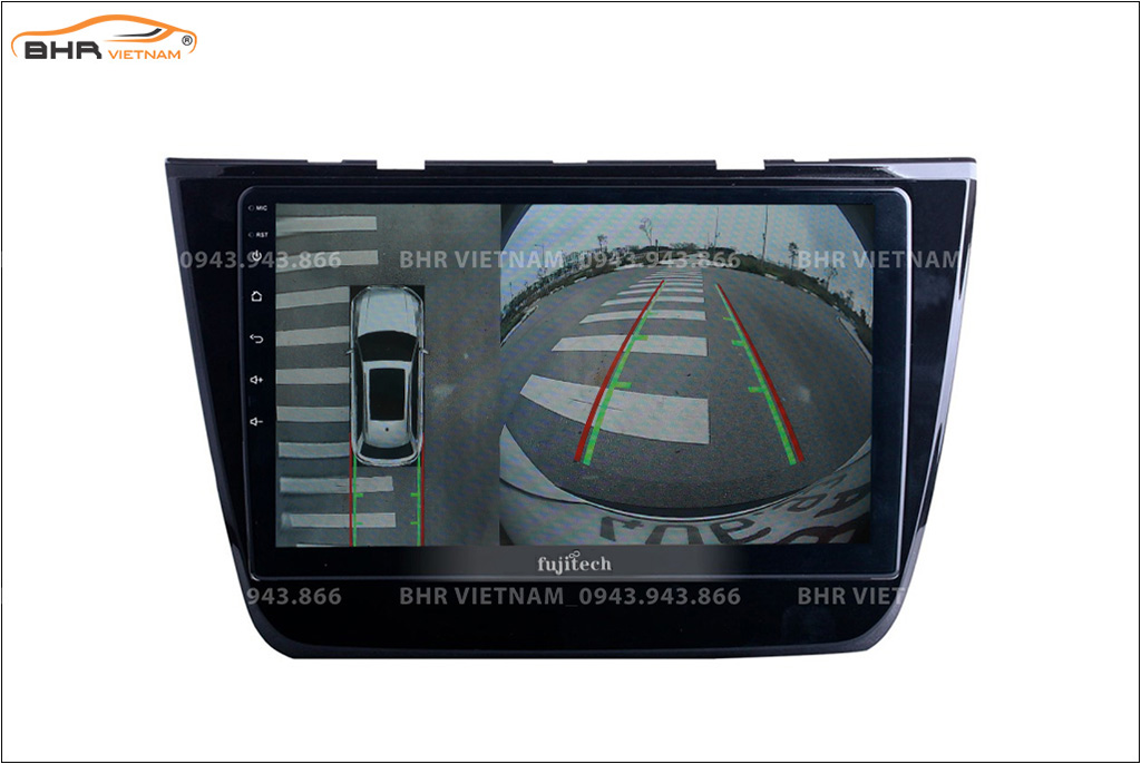 Hình ảnh quan sát từ camera sau trên màn hình DVD Fujitech 360 MG ZS 2018 - nay