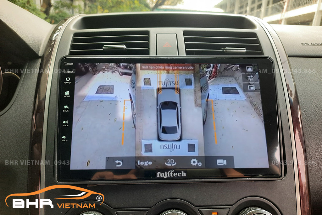 Hình ảnh quan sát 2 bên gương trên màn hình DVD Fujitech 360 Mazda CX9 2006 - 2016