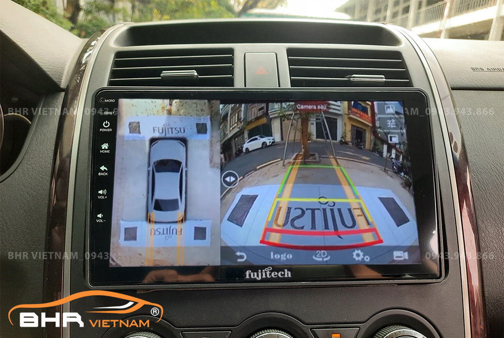 Hình ảnh quan sát từ camera sau trên màn hình DVD Fujitech 360 Mazda CX9 2006 - 2016