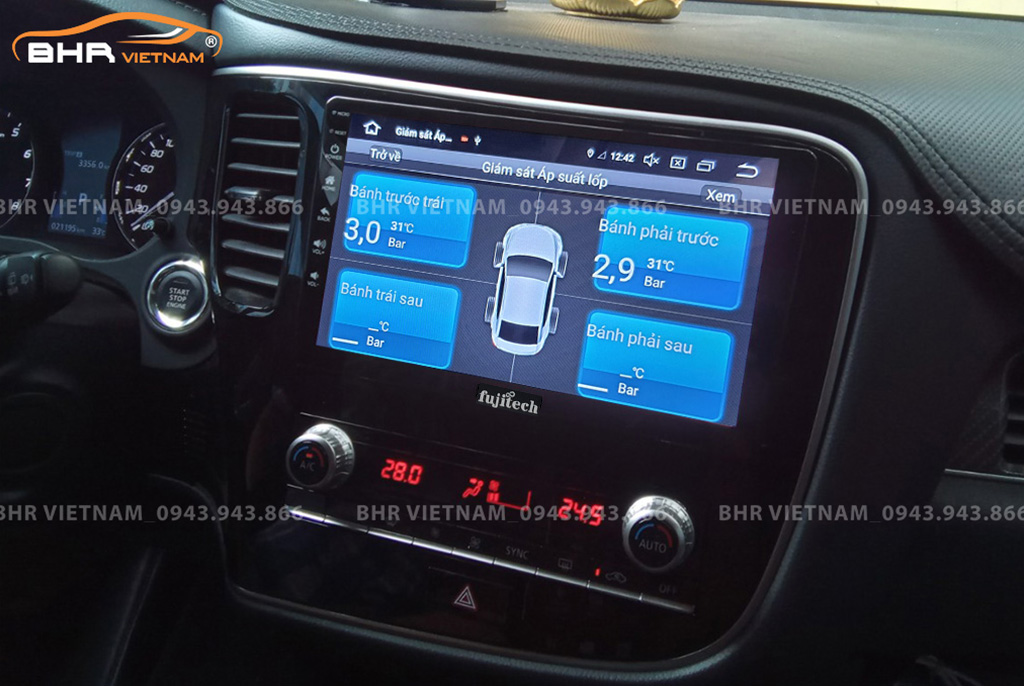 Hình ảnh quan sát cảm biến áp suất lốp Fujitech 360 Mitsubishi Outlander 2020 - nay
