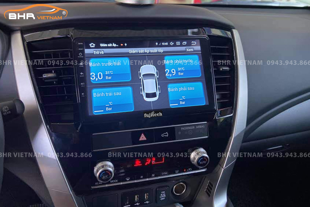 Hình ảnh quan sát cảm biến áp suất lốp Fujitech 360 Mitsubishi Pajero Sport 2018 - nay
