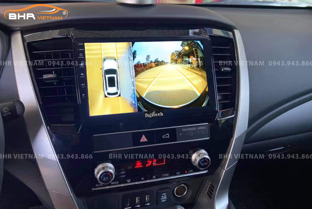 Hình ảnh quan sát camera trước màn hình DVD Fujitech 360 Mitsubishi Pajero Sport 2018 - nay