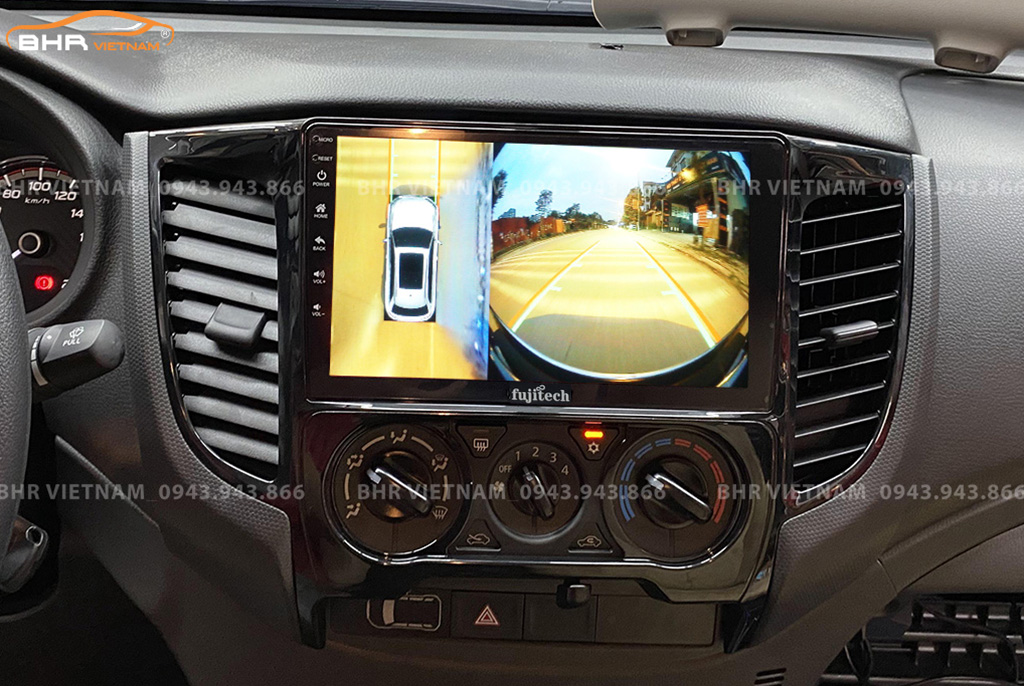 Hình ảnh quan sát camera trước màn hình DVD Fujitech 360 Mitsubishi Triton 2020 - nay