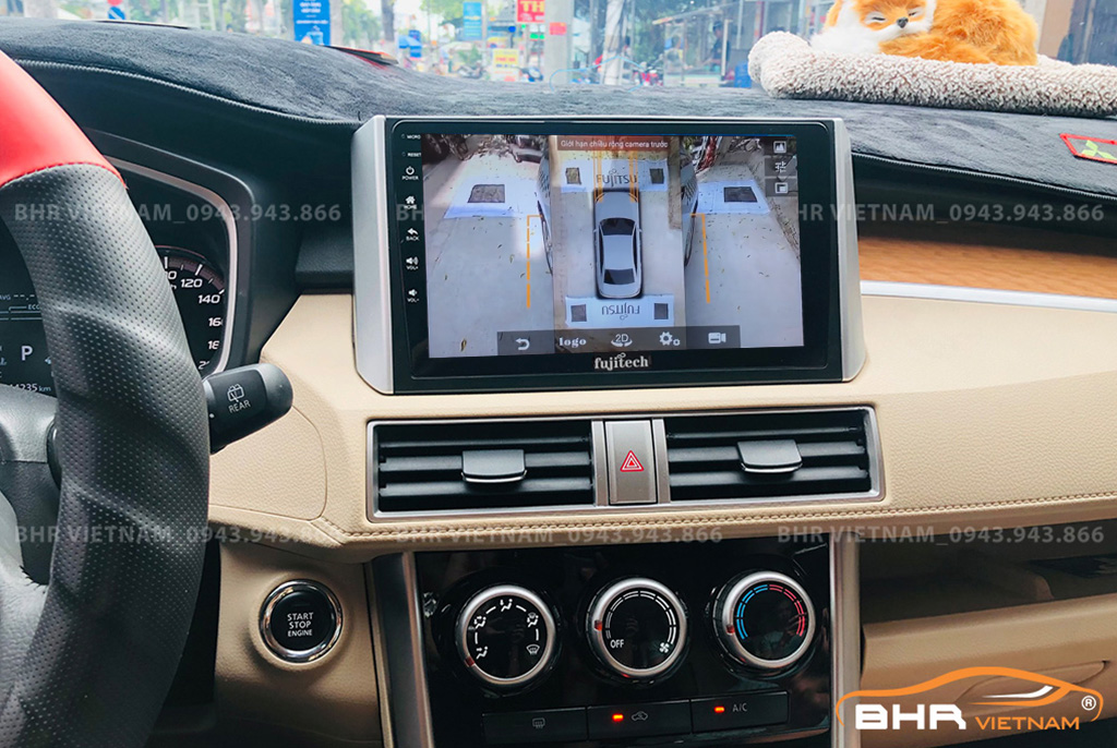 Hình ảnh quan sát 2 bên gương trên màn hình DVD Fujitech 360 Mitsubishi Xpander 2018 - nay