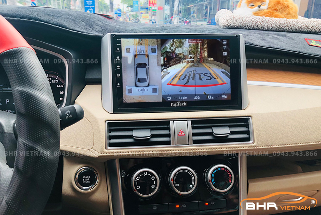 Hình ảnh quan sát camera trước màn hình DVD Fujitech 360 Mitsubishi Xpander 2018 - nay