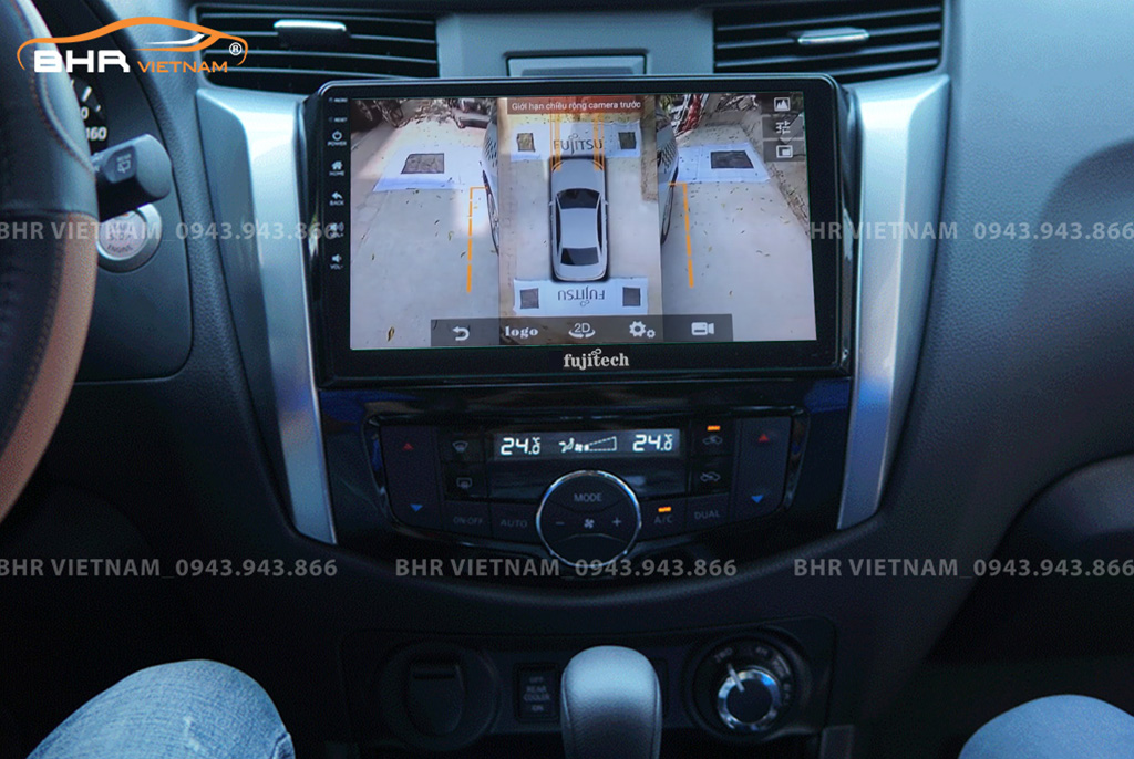 Hình ảnh quan sát 2 bên gương trên màn hình DVD Fujitech 360 Nissan Navara 2021 - nay