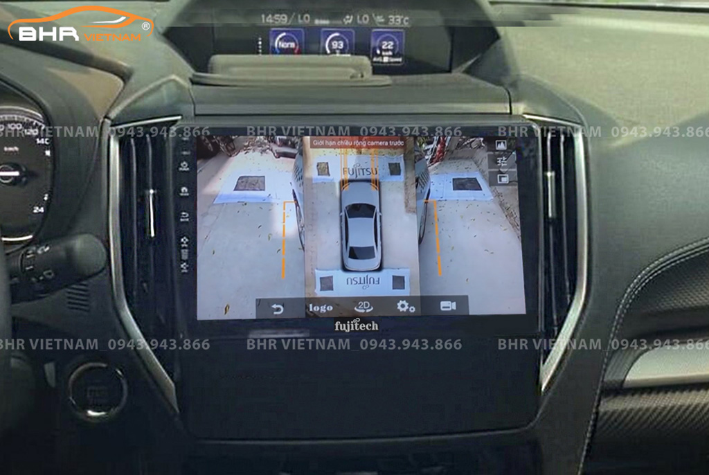 Hình ảnh quan sát 2 bên gương trên màn hình DVD Fujitech 360 Subaru Forester 2020 - nay