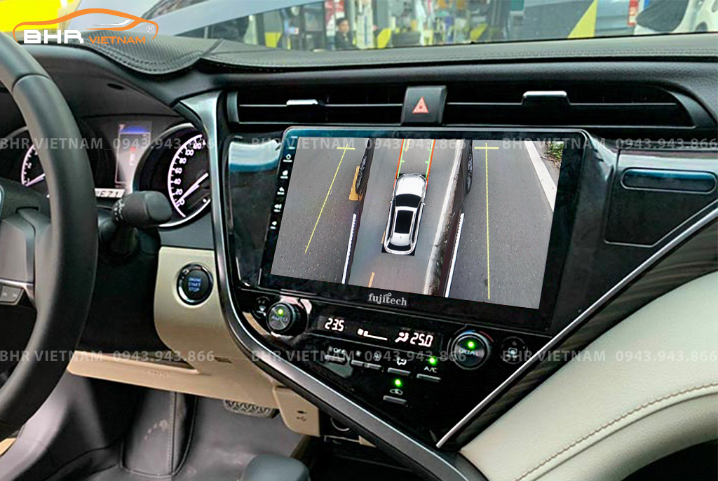 Hình ảnh quan sát 2 bên gương trên màn hình DVD Fujitech 360 Toyota Camry 2020 - nay