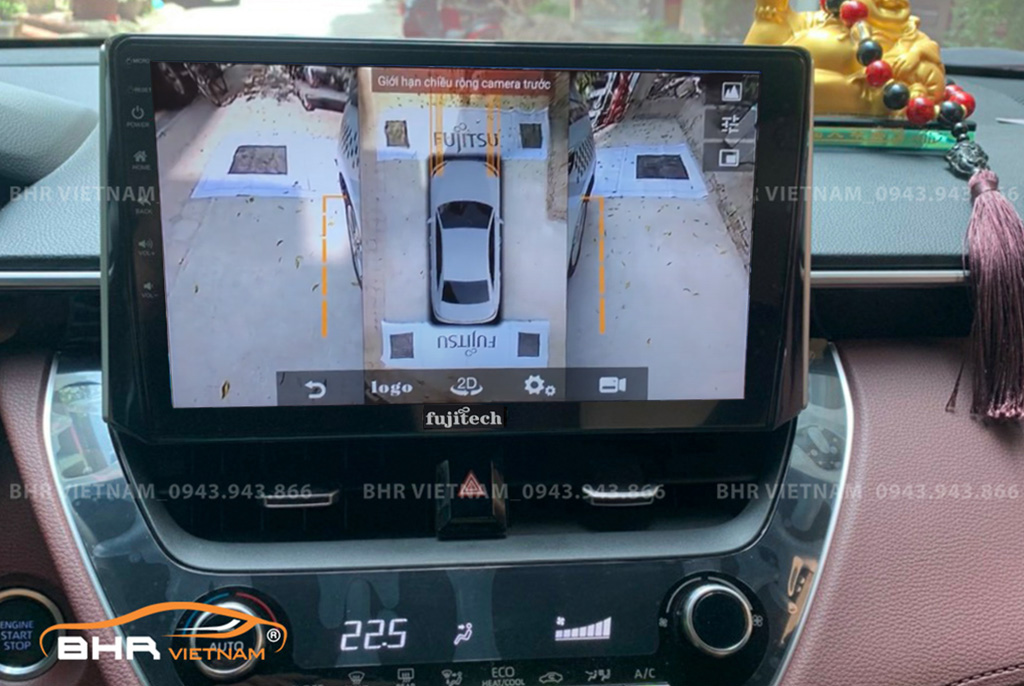 Hình ảnh quan sát 2 bên gương trên màn hình DVD Fujitech 360 Toyota Cross 2020 - nay