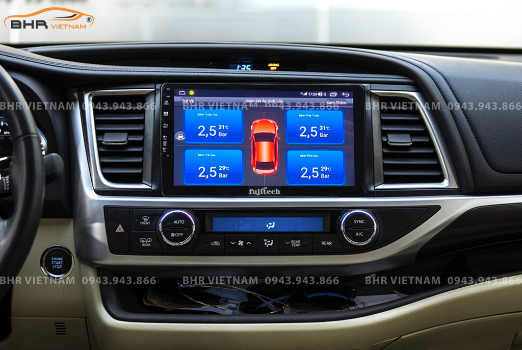 Hình ảnh quan sát cảm biến áp suất lốp Fujitech 360 Toyota Highlander 2014 - 2019