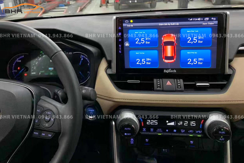 Hình ảnh quan sát cảm biến áp suất lốp Fujitech 360 Toyota Rav4 2019 - nay