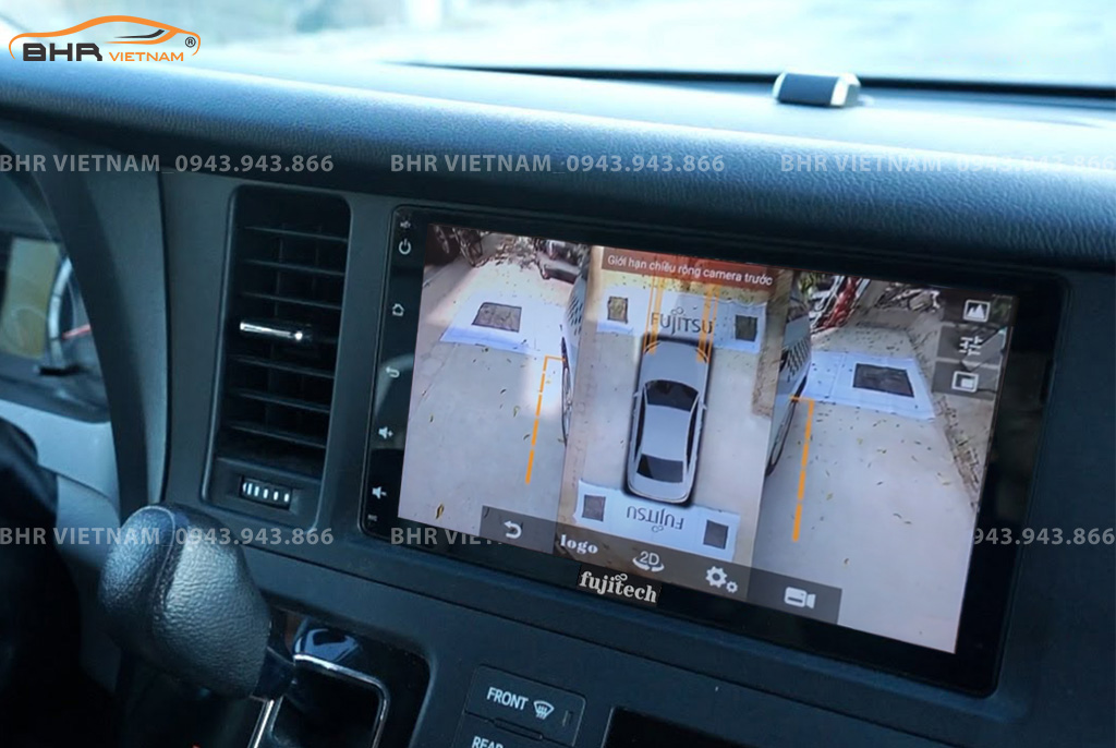 Hình ảnh quan sát 2 bên gương trên màn hình DVD Fujitech 360 Toyota Sienna 2014 - 2020