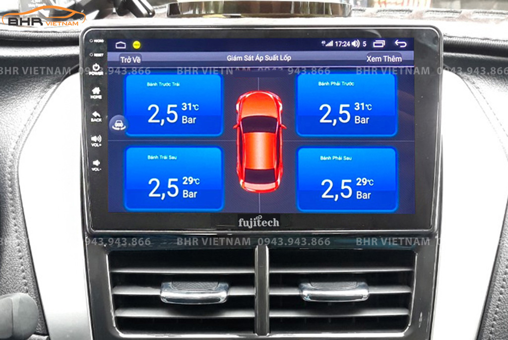 Hình ảnh quan sát cảm biến áp suất lốp Fujitech 360 Toyota Vios 2019 - nay